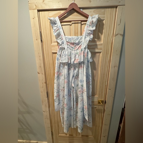 Selkie Mrs. Darcy Weekender Jumpsuit Free People Pink Rose M Cotton Bow NWT - Picture 5 of 16